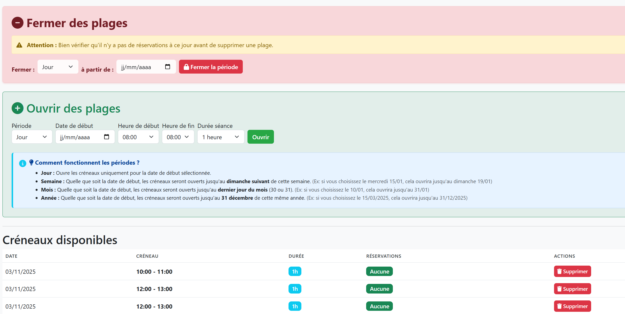 Agenda de cours de pilates — cabinet-en-ligne.fr